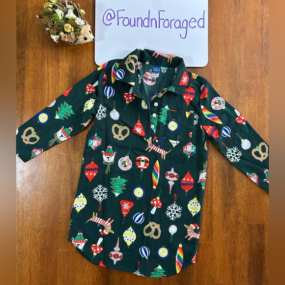 Old Navy Other - Festive Holiday Nightgown-3T🎄Cozy Flannel Feel | Mushrooms, Ornaments, Pretzels